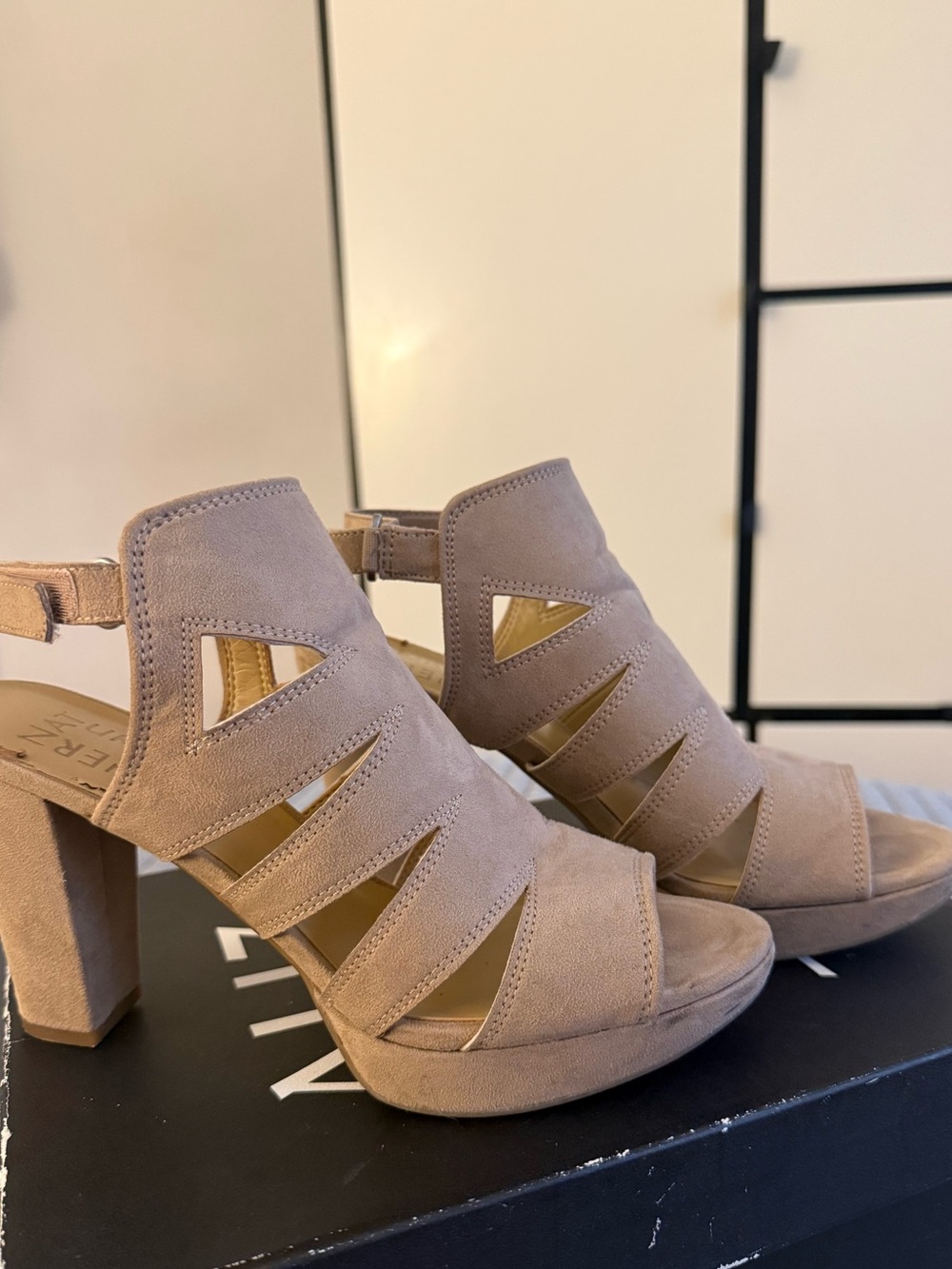 Naturalized Beige Suede Cutout Women’s Sandals